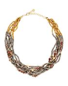 Chunky Beaded Torsade Statement Necklace,