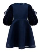 Velvet Bow Sleeve Dress,
