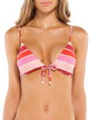 Eva Striped Tie-front Bralette Bikini Top