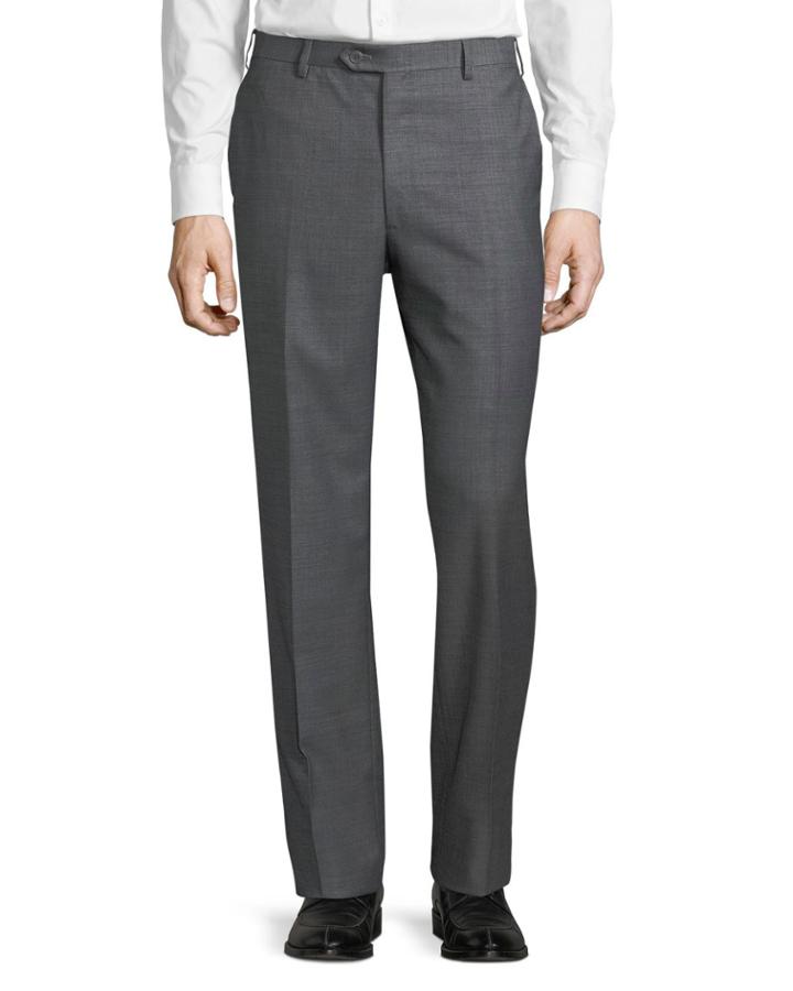 Men's Wool Straight-leg Twill Trousers