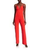 V-neck Straight-leg Jumpsuit