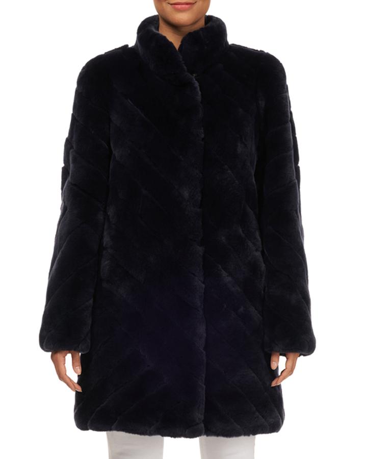 Diagonal Button-down Rabbit Fur