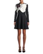 Long-sleeve Anemone-flower Knit Dress