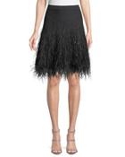 Cashmere Skirt W/ Ostrich Feather Hem