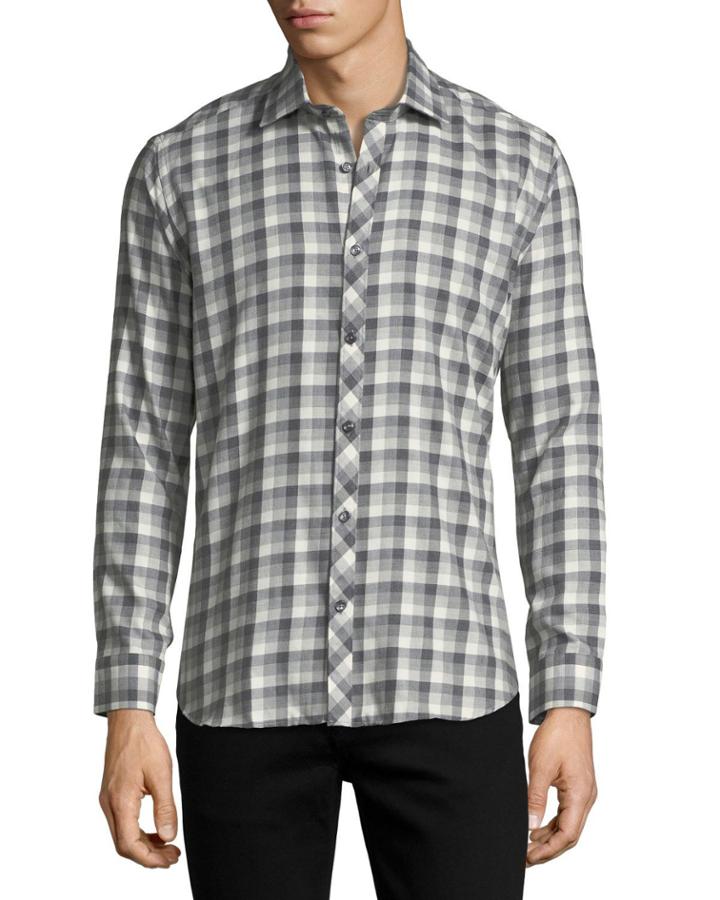Button-down Check Cotton