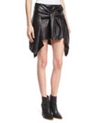 Buffalo Moto-jacket Leather Miniskirt, Black