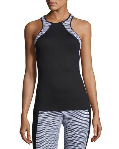 Diviate Mesh-panel Racerback Performance Tank, Black/white
