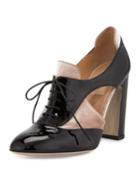 Valentino Patent/velvet Lace-up 110mm Pump, Nero/poudre, Women's, Size: