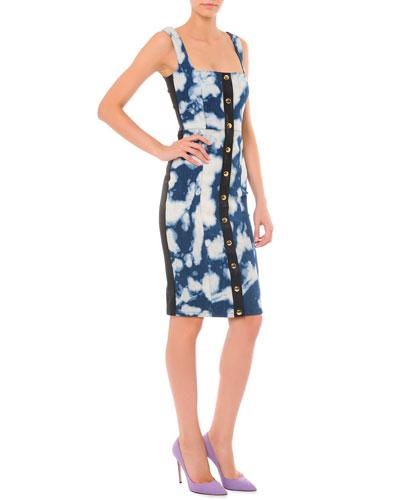 Button-down Bleach Cloud-print Dress