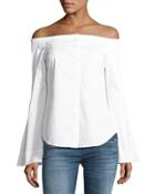 Auriana B Off-the-shoulder Stretch-cotton Top
