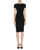 Short-sleeve Ruched Fitted Jersey Dress