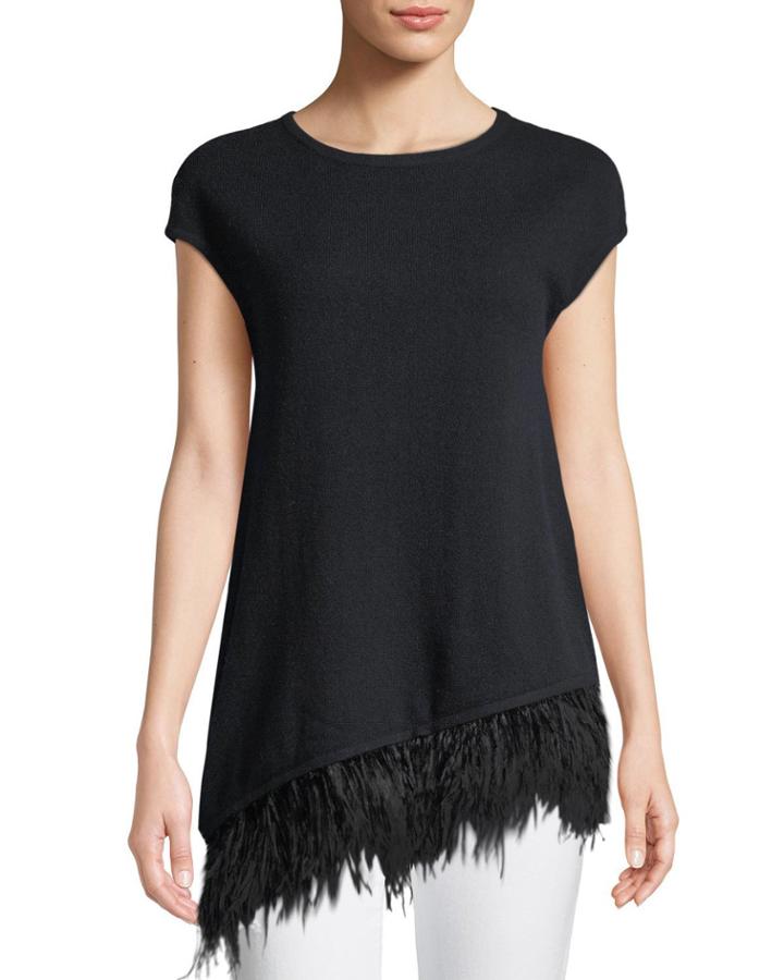 Ostrich-feather Hem Cashmere Tunic