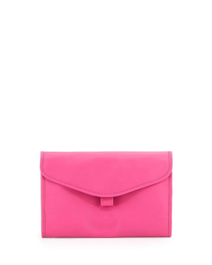 Royce Leather Leather Fold-out Toiletry Bag, Wildberry