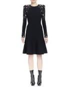 Long-sleeve Knit Rose Jacquard Dress