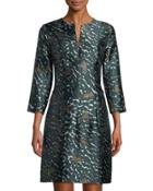 V-neck Cheetah Mikado Fit-&-flare Dress