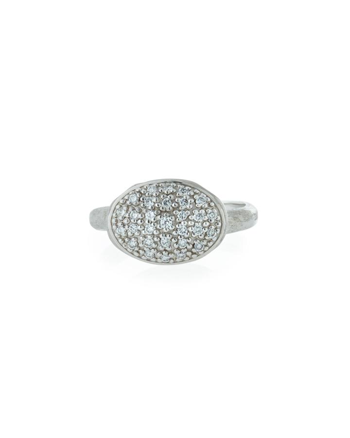 Siviglia 18k White Gold Diamond Pave Stacking Ring,