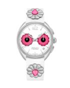 40mm Momento Flowerland Chronograph Watch, Silver/white/pink