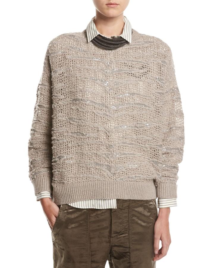 Animale Paillette Open-knit Cashmere
