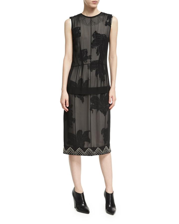 Studded Double-layer Chiffon Dress