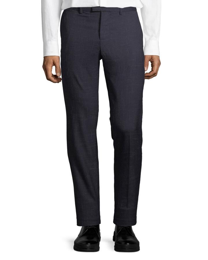 Men's Nep Crosshatch Slim-fit Dress Pants