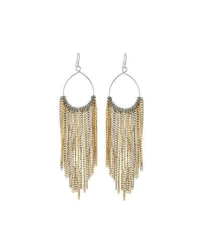 Two-tone Curb-chain Fringe Drop Earrings