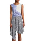 Sleeveless Multi-stripe Twist-front Dress
