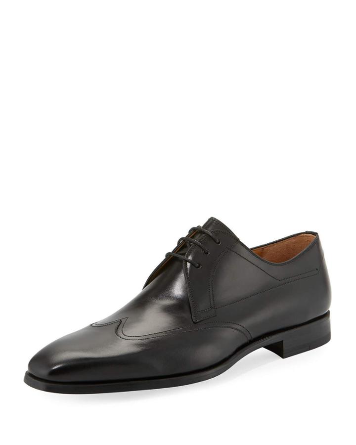 Leather Wing-tip Oxford, Black
