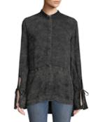 Tereza Distressed Bell-sleeve Blouse