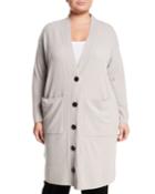 Long Button-front Merino/cashmere Cardigan,