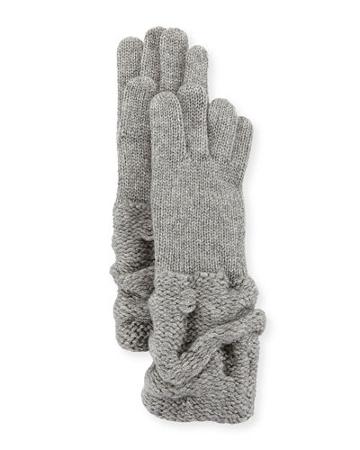 Cashmere Gloves W/ruched Cuffs