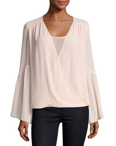 Bell-sleeve Blouson Top, Blush