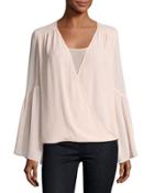 Bell-sleeve Blouson Top, Blush