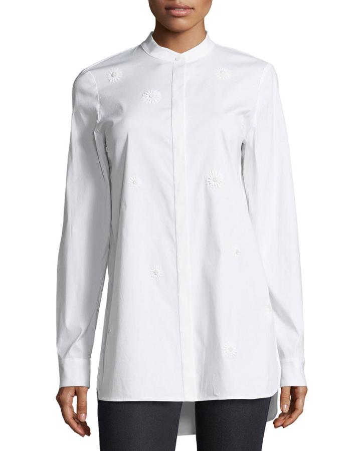 Brayden Floral-embroidered Poplin Blouse