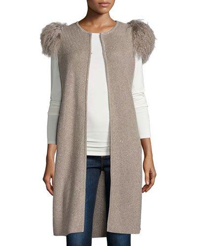 Mongolian-shoulder Long Cashmere Vest