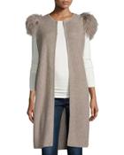 Mongolian-shoulder Long Cashmere Vest