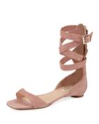 Suede Caged-ankle Flat