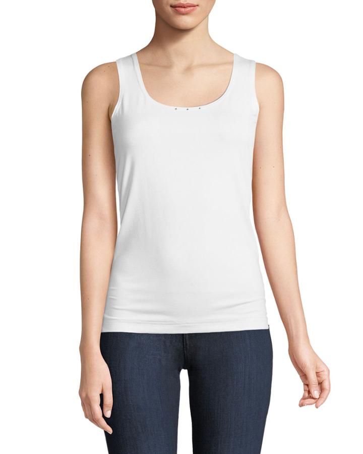 Rhinestone-neck Tank Top