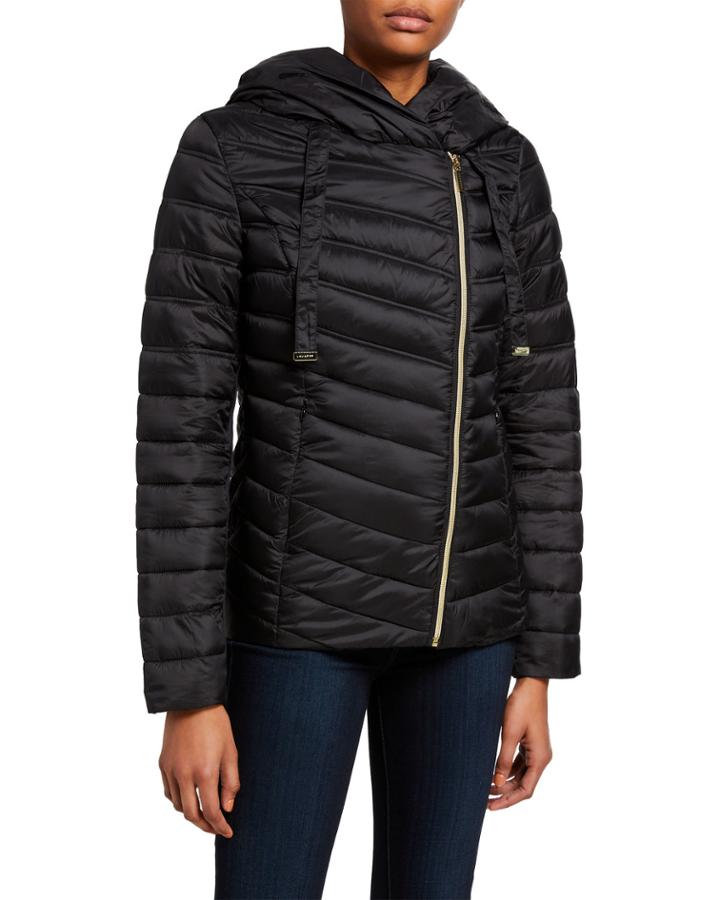 Asymmetric Pillow-collar Lightweight Puffer Jacket