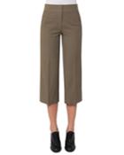 Madison Seersucker Cropped Straight-leg Pants, Taupe