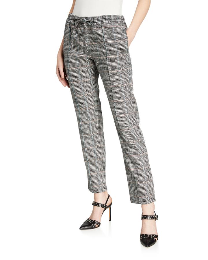 Mid-rise Straight-leg Plaid Pants