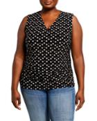 Plus Size Splashy Dot V-neck Blouse