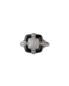Black Caviar Diamond Pave Cushion Ring,
