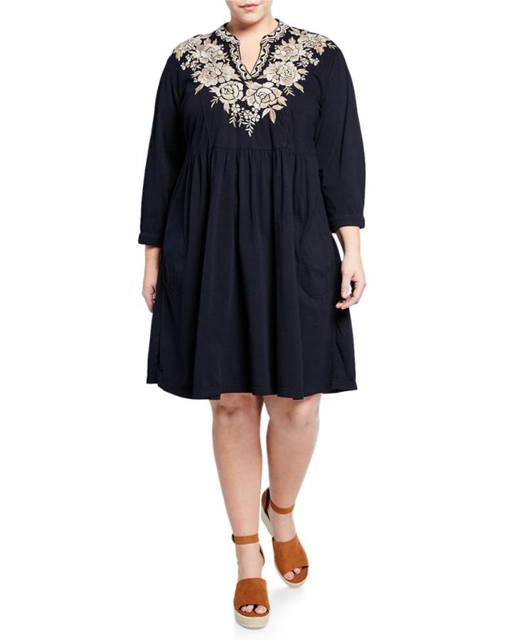 Oleena Knit Embroidered Dress W/ Embroidery,