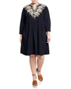 Oleena Knit Embroidered Dress W/ Embroidery,