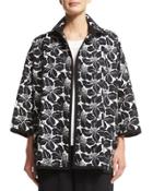 Pearly Hand-embroidered Open Jacket W/collar, Black