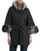 Wool/cashmere Belted Fox Fur Cape