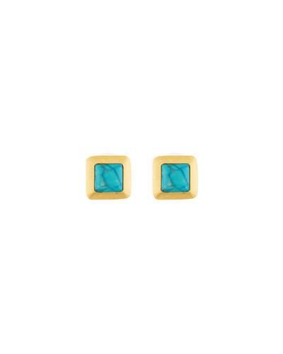 Crush Square Howlite Stud Earrings, Turquoise
