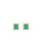 Crush Square Howlite Stud Earrings, Turquoise