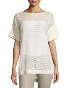 Camira Open-knit Dolman Tee, Ivory