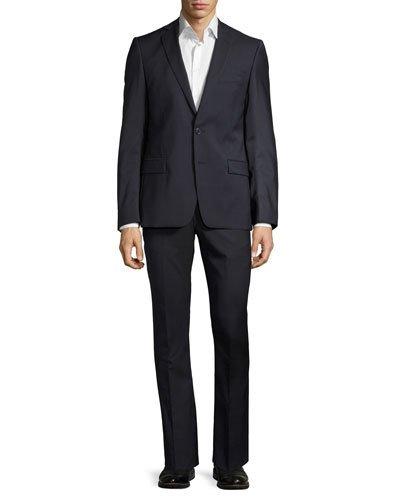 Slim-fit Pinstriped Two-piece Suit, Gray/blue